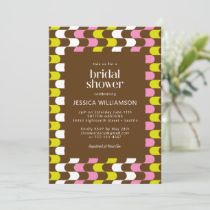 Retro Groovy Lime Pink and Brown Bridal Shower Invitation