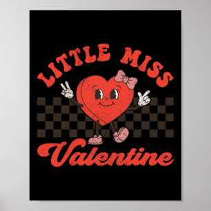 Retro Groovy Little Miss Valentine For Girls Kids Poster