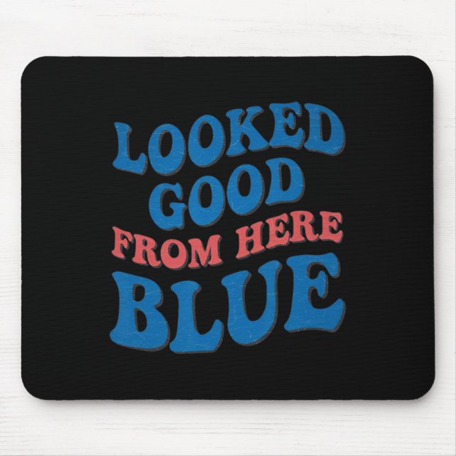 Retro Groovy Looked Good From Here Blue Funny Soft Mouse Pad (Front)