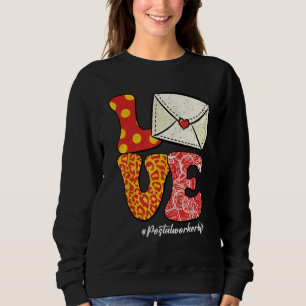 Retro Groovy LOVE Letter Envelope Leopard Postal W Sweatshirt