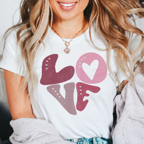 Retro Groovy Love Valentine's Day Pink T-Shirt