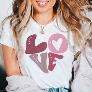 Retro Groovy Love Valentine's Day Pink  T-Shirt