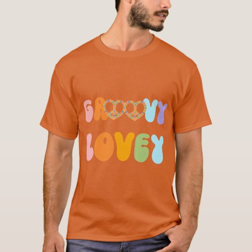 Retro Groovy Lovey Grandma Hippie Family Matching  T_Shirt