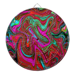 Retro Groovy Magenta, Red and Blue Abstract Art Dart Board
