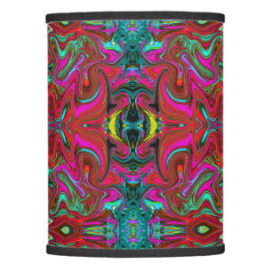 Retro Groovy Magenta, Red and Blue Abstract Art Lamp Shade