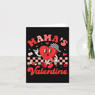 Retro Groovy Mama Is My Valentine Cute Heart Boys Card
