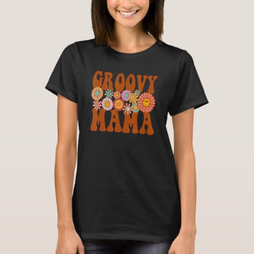 Retro Groovy Mama Matching Family 1st Birthday Par T_Shirt