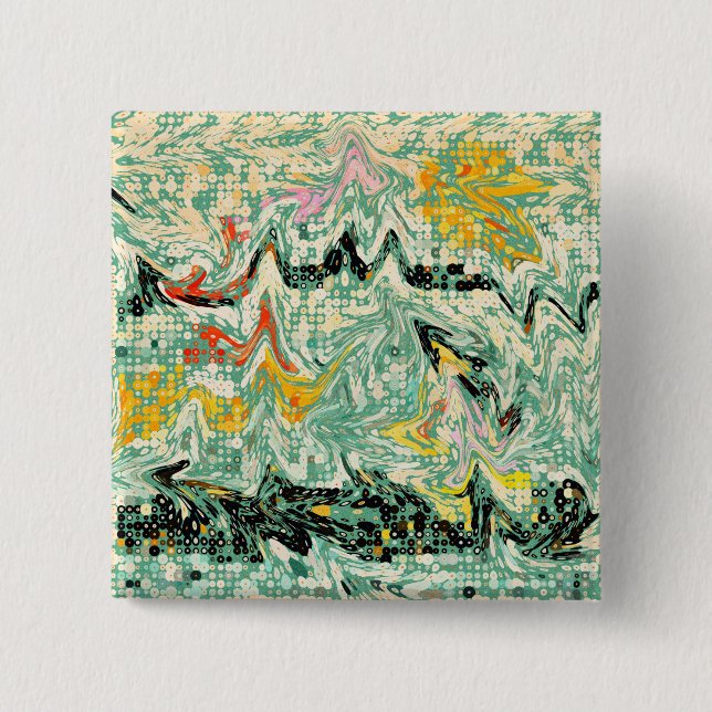 Retro Groovy Marbled Swirl Abstract Pattern Button (Front)