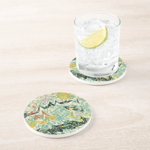 Retro Groovy Marbled Swirl Abstract Pattern Coaster