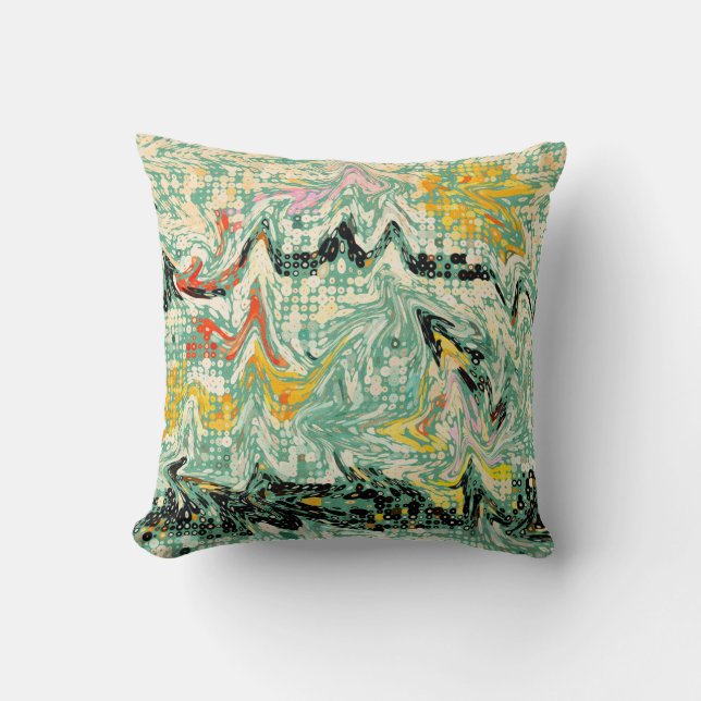 Retro Groovy Marbled Swirl Abstract Pattern Throw Pillow (Front)