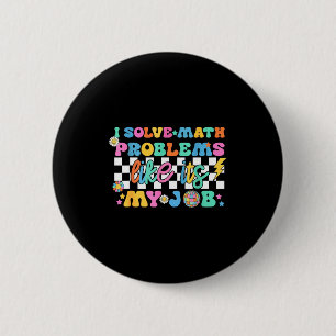 Retro Groovy Math Teacher Funny Back To School Gif Button