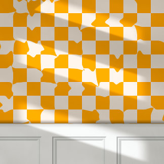 Retro Groovy Melting Checkerboard Pattern Yellow Wallpaper