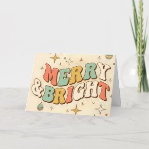 Retro Groovy Merry & Bright Christmas Holiday Card