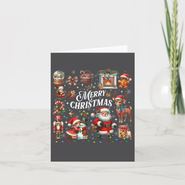 Retro Groovy Merry Christmas Christmas Vibes Ugly  Card (Front)