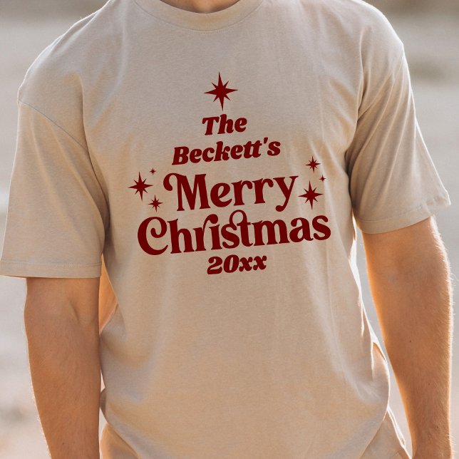 Retro Groovy Merry Christmas Holiday Family T-Shirt (Creator Uploaded)
