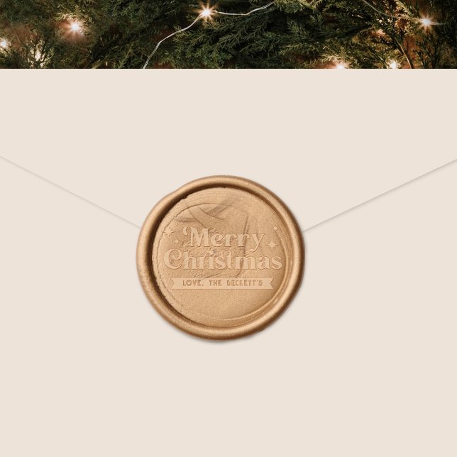 Retro Groovy Merry Christmas Holiday Wax Seal Sticker (Creator Uploaded)