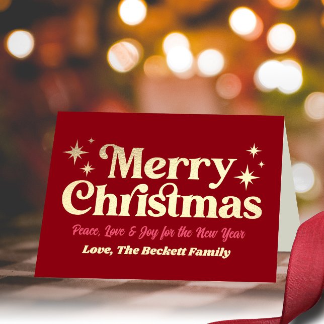 Retro Groovy Merry Christmas Photo Holiday Card (Creator Uploaded)