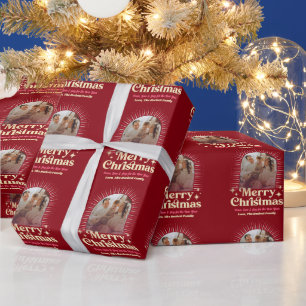 Retro Groovy Merry Christmas Photo Holiday Wrapping Paper