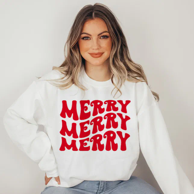 Retro Groovy Merry Christmas Sweatshirt Zazzle