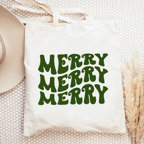 retro groovy merry Christmas tote bag holiday bags