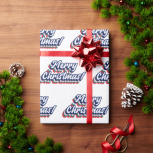 Retro Groovy Merry Christmas Typography 60s 70s Wrapping Paper