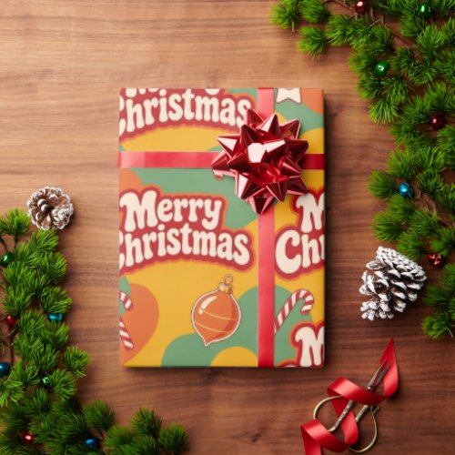 Retro Groovy Merry Christmas Wrapping Paper