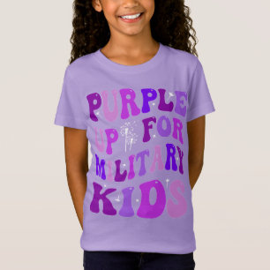 Retro groovy Military Child Month Purple UpT-Shirt T-Shirt