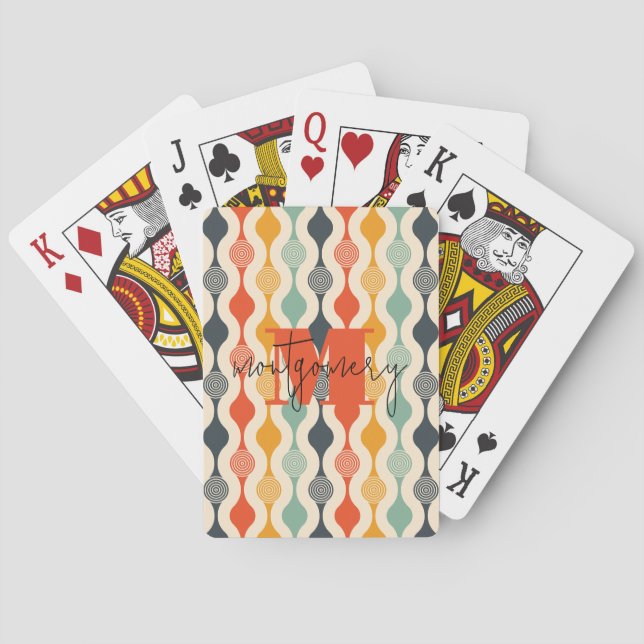 Retro Groovy Mod Pattern Poker Cards (Back)
