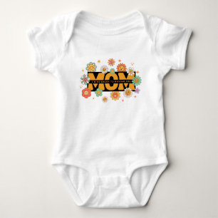 Retro Groovy Mom Flowers - Toddler & Baby Design Bodysuit