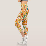 Retro Groovy Mushroom Flower Pattern Capri Leggings
