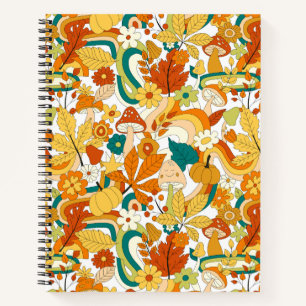 Retro Groovy Mushroom Flower Pattern Notebook