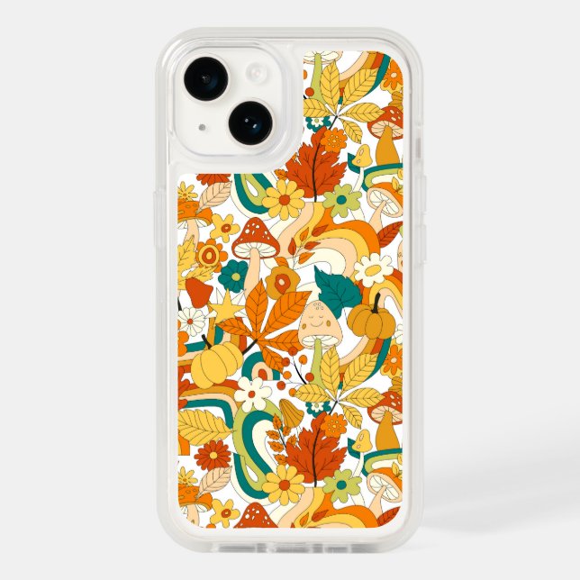 Retro Groovy Mushroom Flower Pattern Otterbox iPhone Case (Back)