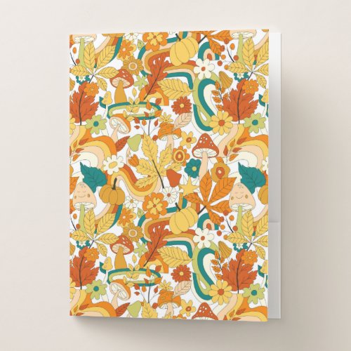 Retro Groovy Mushroom Flower Pattern Pocket Folder