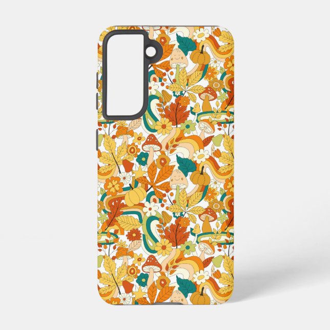 Retro Groovy Mushroom Flower Pattern Samsung Galaxy Case (Back)