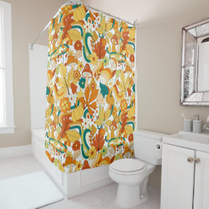 Retro Groovy Mushroom Flower Pattern Shower Curtain