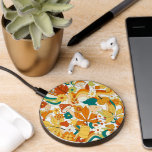 Retro Groovy Mushroom Flower Pattern Wireless Charger