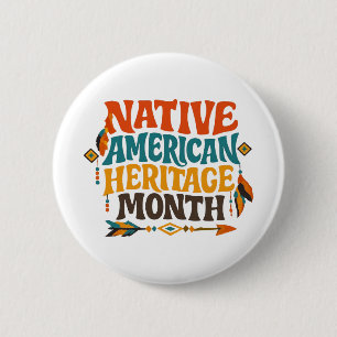 Retro Groovy Native American Heritage Month Button