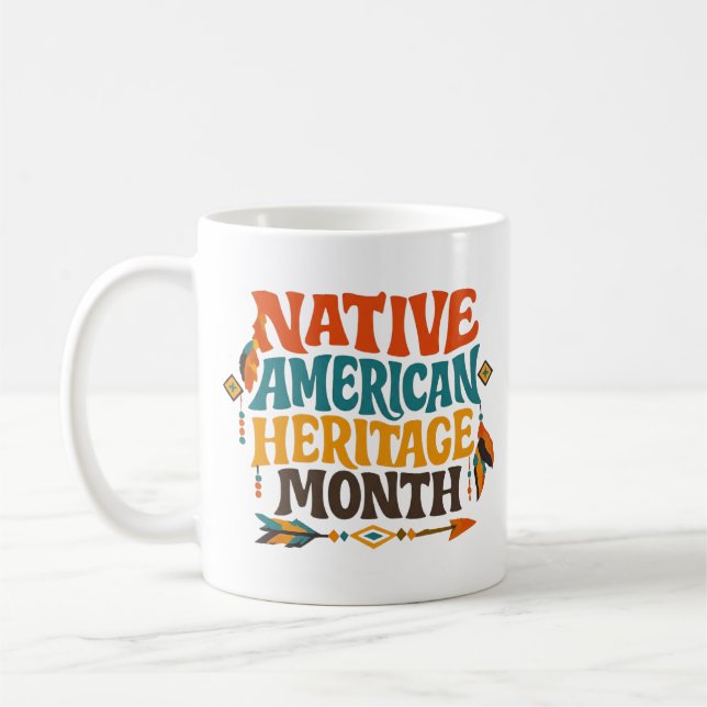 Retro Groovy Native American Heritage Month Coffee Mug (Left)