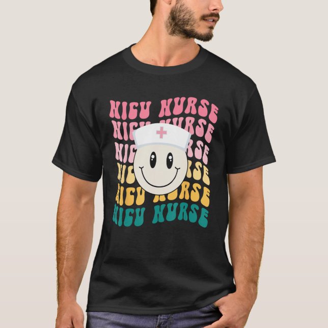Retro Groovy NICU Nurse T-Shirt (Front)