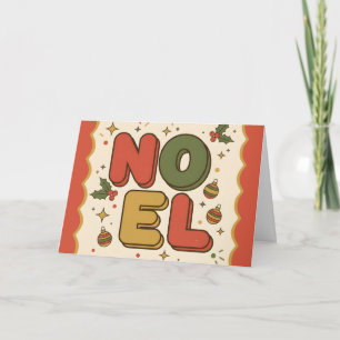 Retro Groovy Noel Merry Christmas Holiday Card