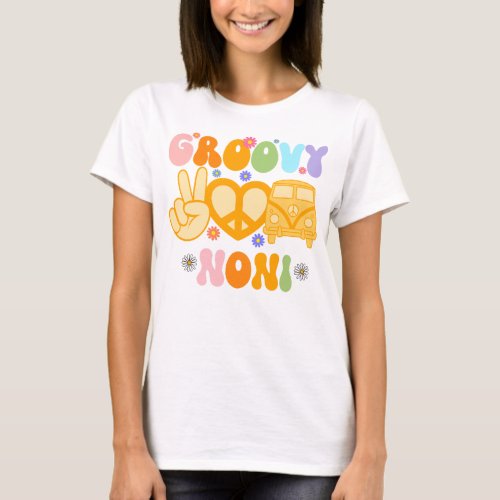 Retro Groovy Noni Grandma Hippie Family Matching T_Shirt