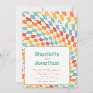 Retro Groovy Nostalgia Bright Wedding Invitation