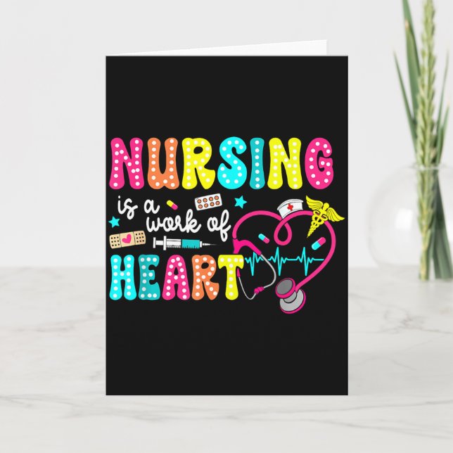 Retro Groovy Nursing Is A Work Of Heart Funny Nurs Card (Front)
