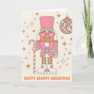 Retro Groovy Nutcracker Merry Christmas Holiday Card