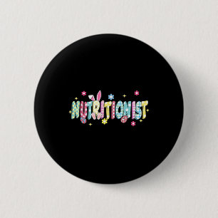 Retro Groovy Nutritionist Bunny Ear Funny Easter G Button