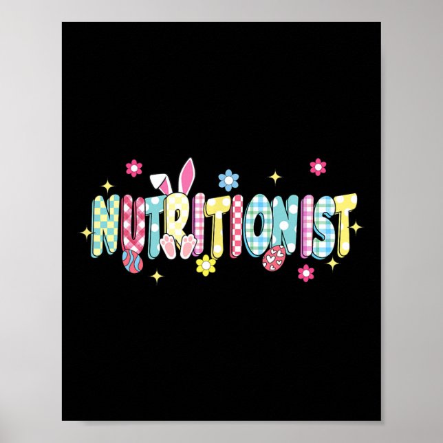 Retro Groovy Nutritionist Bunny Ear Funny Easter G Poster (Front)