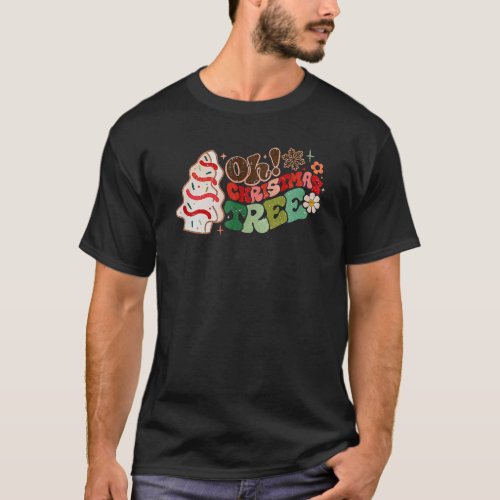 Retro Groovy Oh Christmas Tree Cute Cakes Funny Xm T_Shirt