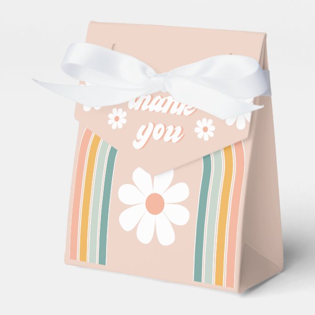 Retro Groovy One Boho First Birthday Favor Boxes (Front Side)