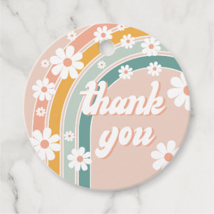 Retro Groovy One Boho First Birthday Gift Tags