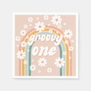 Retro Groovy One Boho First Birthday Napkins